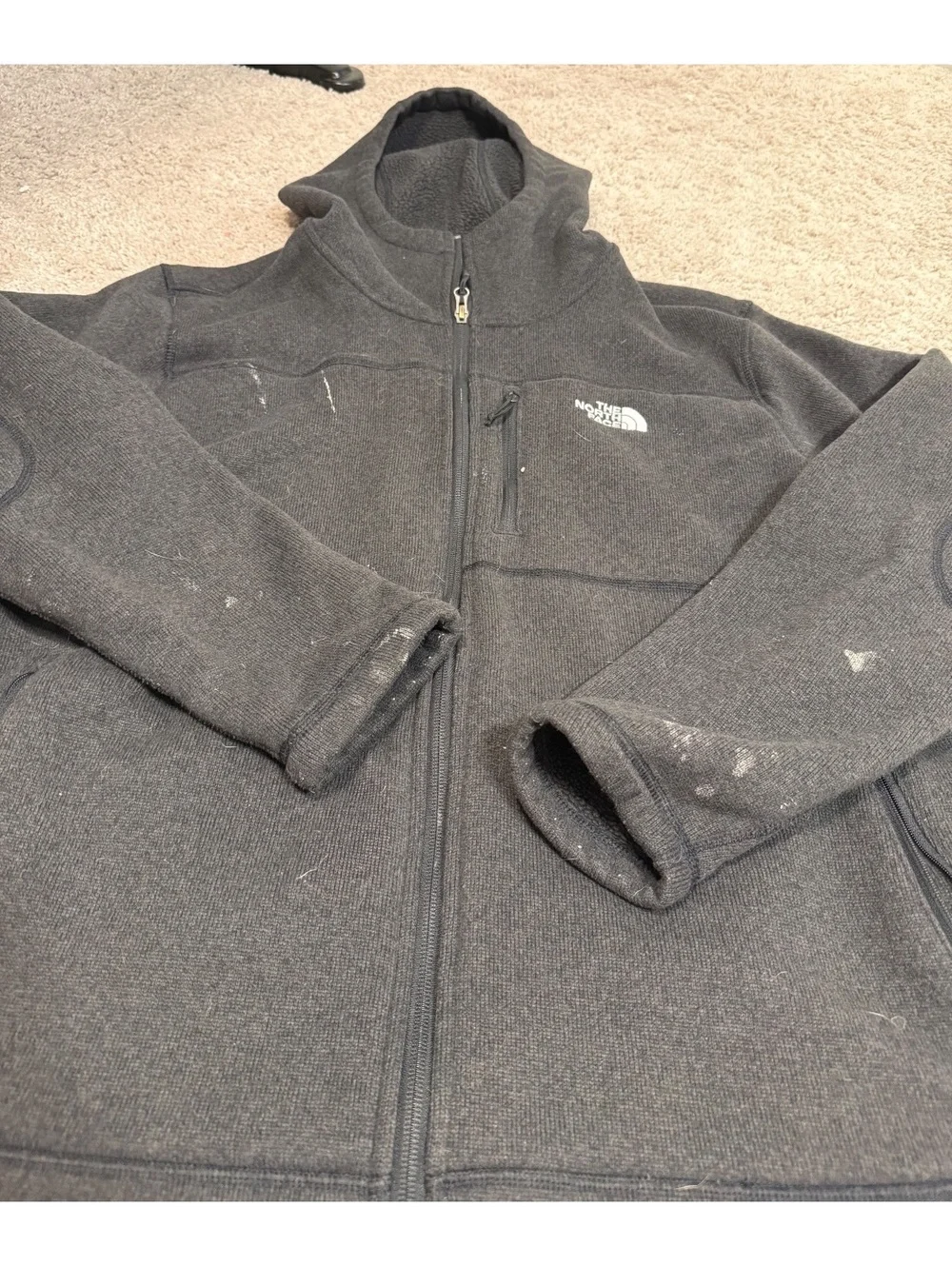 The North Face Men's Hooded Fleece Jacket XXL Charcoal Gray